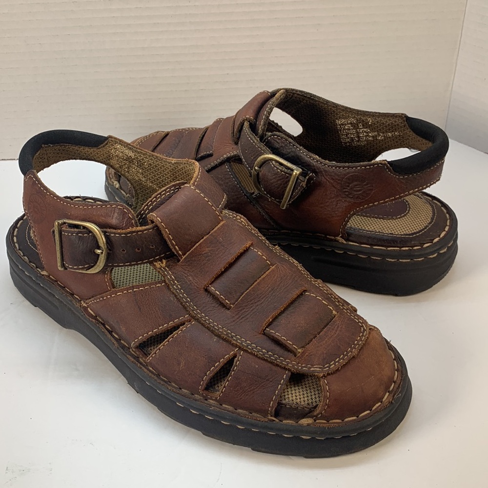 Y2K Fisherman Brown Leather Bjork Sandals by Earth Shoe Sz 9